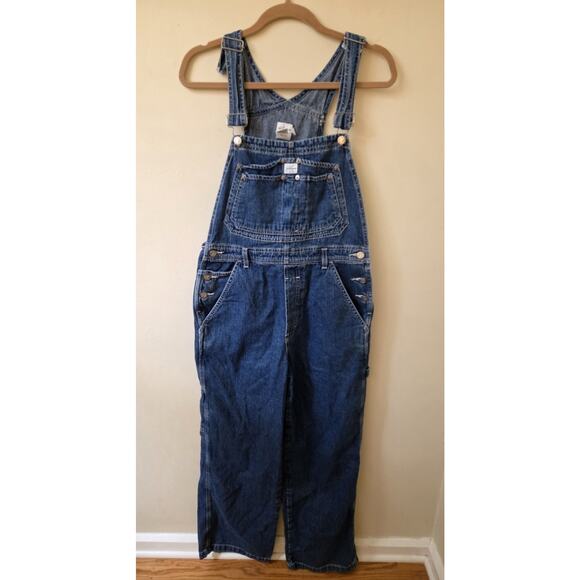 VTG 90s CALVIN KLEIN Double Stone Wash Blue Denim Jean Bib Overalls Boho Women M - Picture 1 of 10